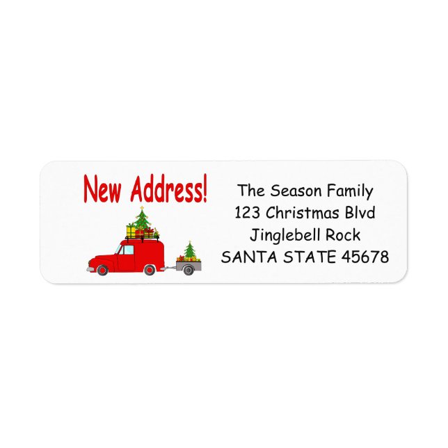 New Address Car and tree Christmas label (Front)