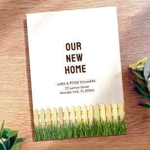 New address card with picket fence and garden