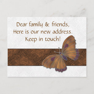 New Address Cards guests Butterfly Brocade copper