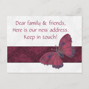 New Address Cards guests Butterfly Brocade red