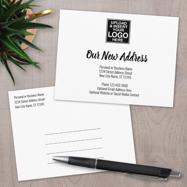 New Address Change with Business Logo Script Announcement Postcard (Creator Uploaded)