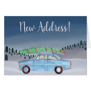 New Address Christmas car customizable photo card