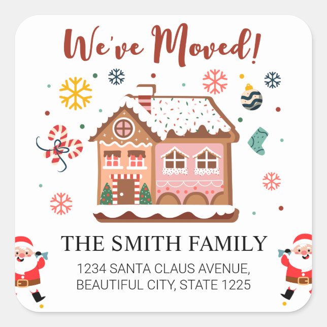 New Address Christmas Santa We Have Moved  Square Sticker (Front)