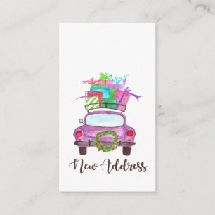 New address Classic Christmas Car Enclosure Card