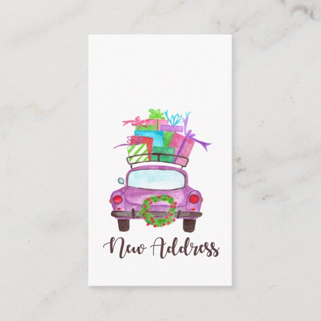 New address Classic Christmas Car Enclosure Card (Front)