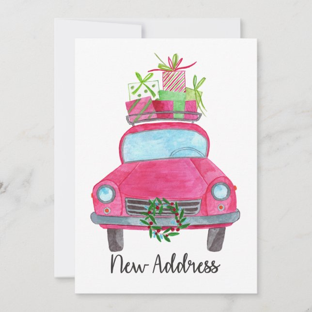 New address Classic Christmas Car Invitation (Front)