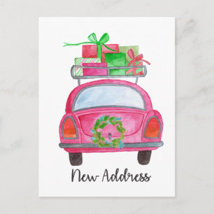 New address Classic Christmas Car Postcard