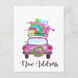 New address Classic Christmas Car Postcard