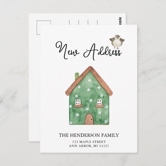 New Address Cute Home Moving Announcement Postcard (Front/Back)