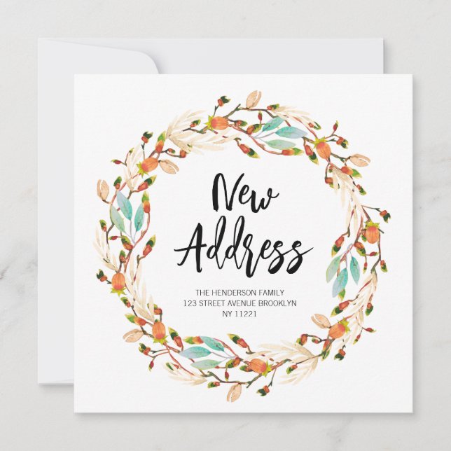 New Address fall wreath moving announcement (Front)
