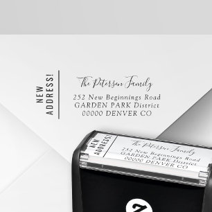 New address family name script return address self-inking stamp