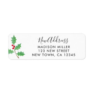 New Address Festive Holly Return Address