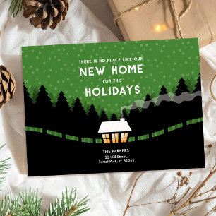 New Address for the Holidays in green with forest Card
