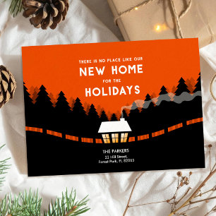 New Address for the Holidays with retro pine trees Card