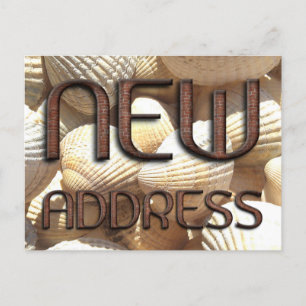 New Address Funny Stone Bricks Typography Shells Announcement Postcard