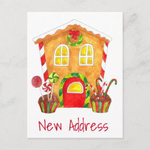 New Address  Gingerbread House Postcard