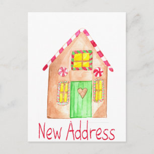 New Address Gingerbread House Postcard