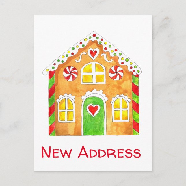 New Address  Gingerbread House Postcard (Front)