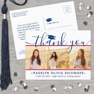 New Address Graduation Thank You Red White & Blue Postcard
