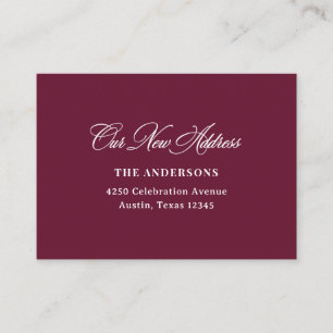 New Address Insert Burgundy Classic Calligraphy