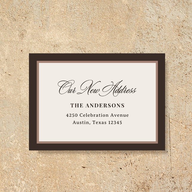 New Address Insert Chic Brown Neutral Calligraphy (Creator Uploaded)