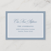 New Address Insert Classic Dusty Blue Calligraphy