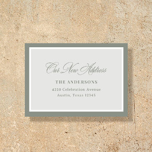 New Address Insert Classic Sage Green Calligraphy