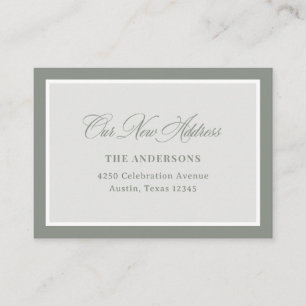 New Address Insert Classic Sage Green Calligraphy