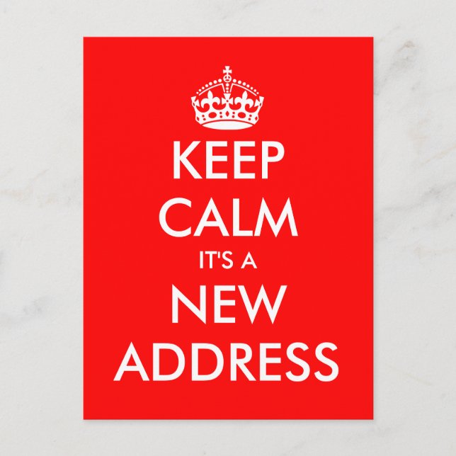 New address keep calm moving postcards (Front)