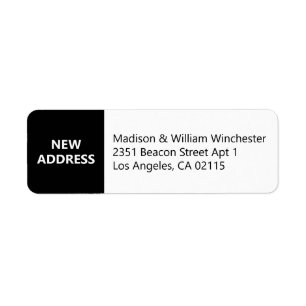 New address modern bold black and white custom