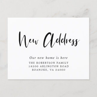 New Address Modern Calligraphy Moving Announcement Postcard