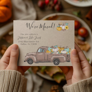 New Address Moving Announcement Autumn Pumpkin Postcard
