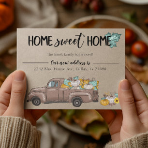 New Address Moving Announcement Autumn Pumpkin Postcard