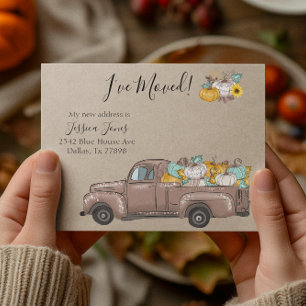 New Address Moving Announcement Autumn Pumpkin Postcard