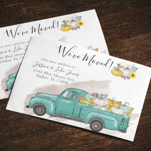 New Address Moving Announcement Pumpkin Truck Postcard