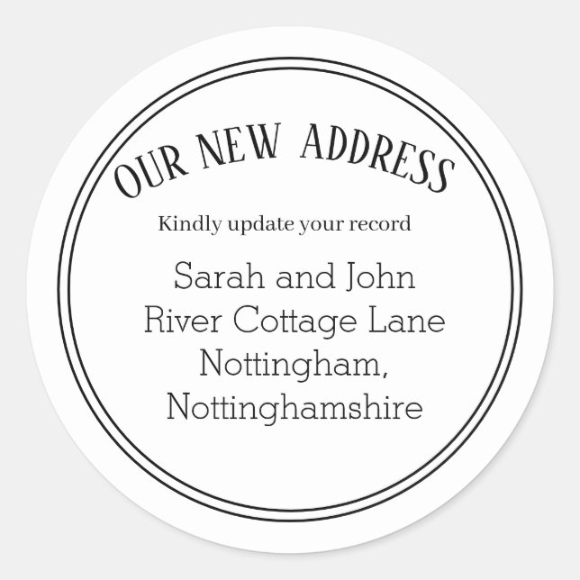 New Address Moving Announcement White Stickers (Front)