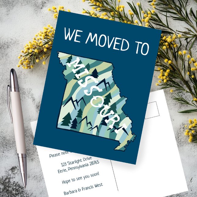 NEW ADDRESS Moving Missouri State Illustrated Map  Postcard (NEW HOME ADDRESS Moving Announcement Missouri State Illustrated Map Postcard
)