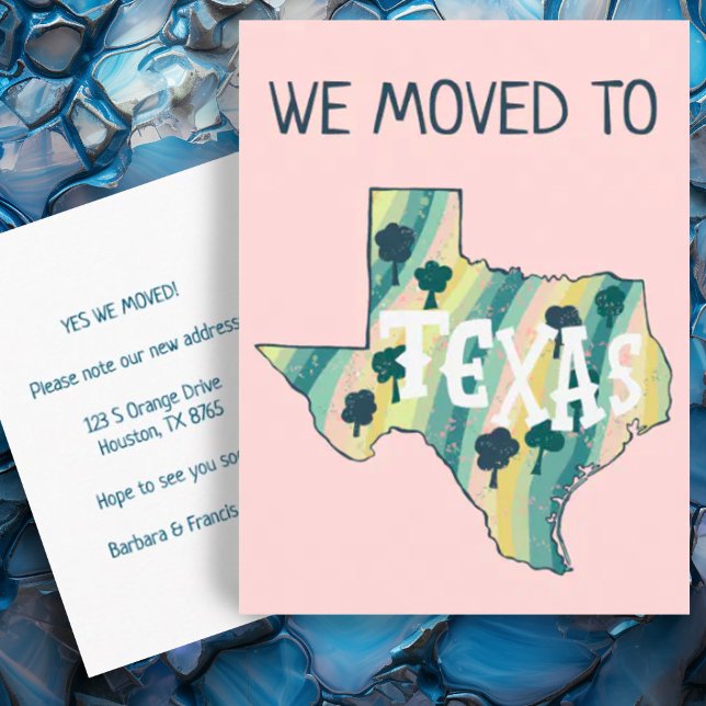 NEW ADDRESS Moving TEXAS State Illustrated Map  Postcard (Moving announcement address change custom postcard Texas illustrated map)