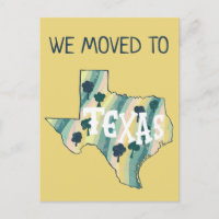 NEW ADDRESS Moving TEXAS State Illustrated Map 
