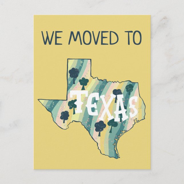 NEW ADDRESS Moving TEXAS State Illustrated Map  Postcard (Front)