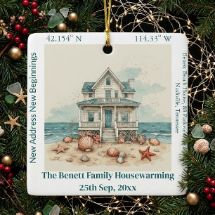 New Address New Beginnings Beach Vibe Housewarming Ceramic Ornament