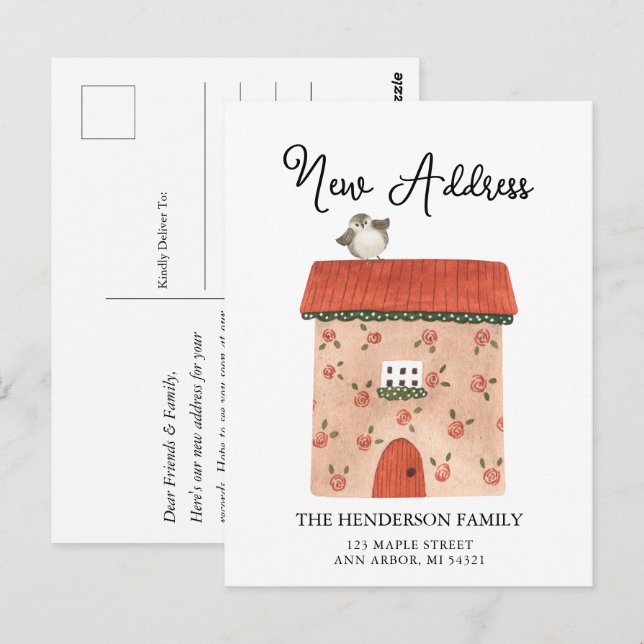 New Address New Home Moving Announcement Postcard (Front/Back)