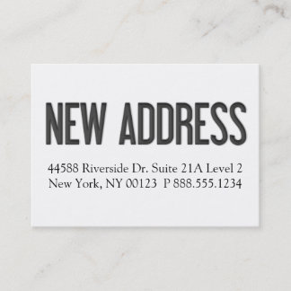 "New Address" Notification Label Business Card