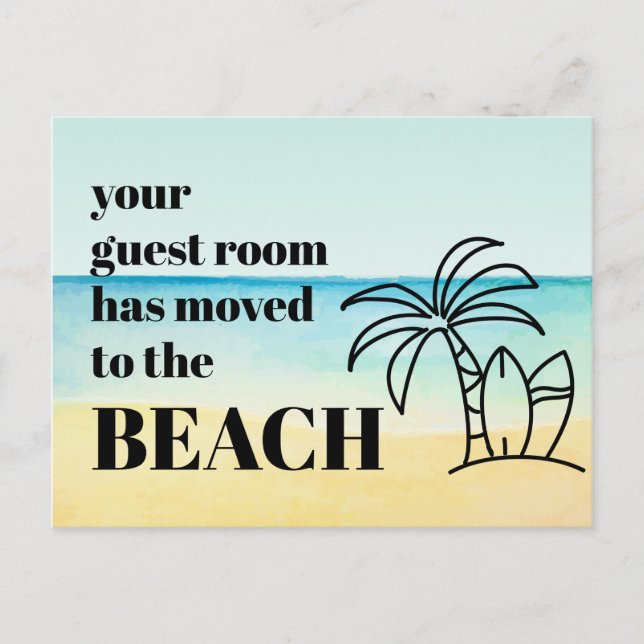 New Address Palm Tree Beach Scene Moving Announcement Postcard (Front)