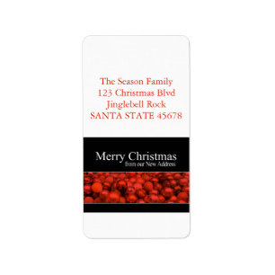 New Address red ornaments Label