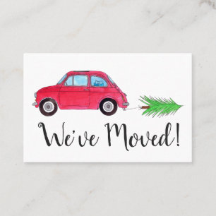 New Address retro Fiat 500 with Christmas tree Business Card