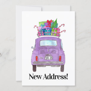 New Address Retro Fiat 500 with Gifts Invitation