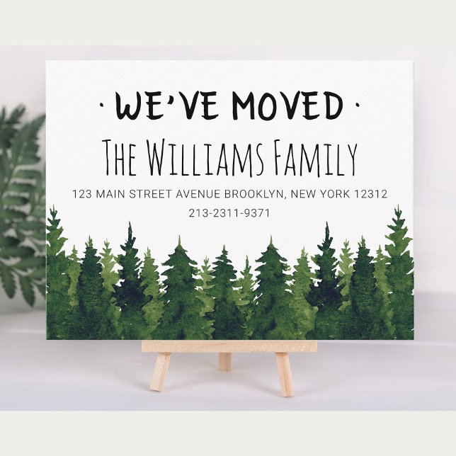 New Address Rustic Watercolor Forest  Postcard (Creator Uploaded)