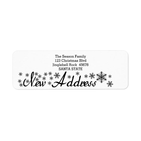 New Address Snowflake Christmas Return Address Label