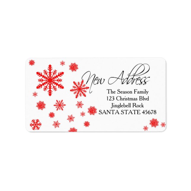 New Address snowflake Holiday Address Label (Front)